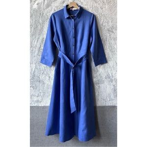 Boden Linen Front Button Shirt Midi Dress